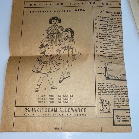Vtg 50s/60s Butterick girls quick & easy dress sewing pattern - Picture 3 of 4